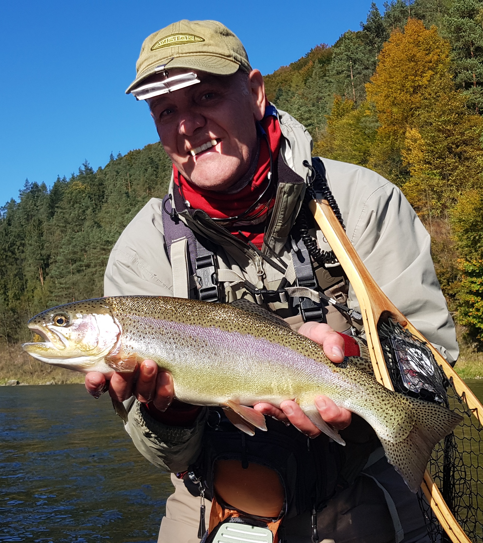 Smile face Simms Fishing, Rinbow trout Dunajec River - Poland
