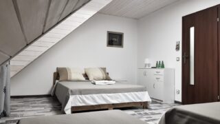 Double bed room for  fishing family - fly fishing lodge Poland