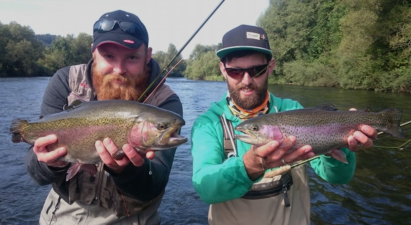 Double catch - Vah River - fly fishing Slovakia