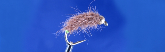 Chartreuse UV, dubbing body, gold tungsten bead - nymph for trout