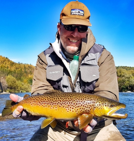Happy Client with brown trout from Dunajec River (Czech Nymph)